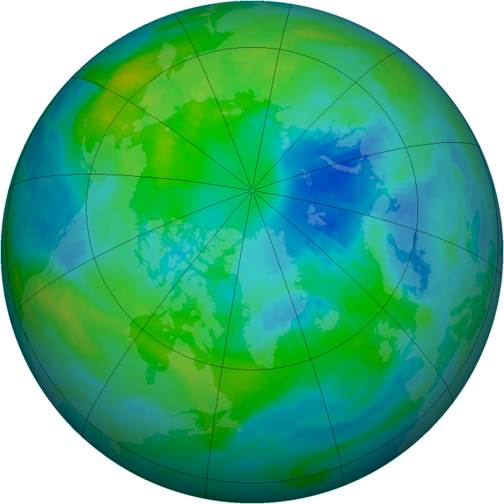 Arctic ozone map for 08 October 1985